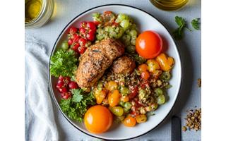 Platter of healthy, gourmet, organic food